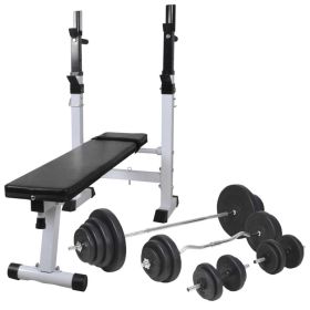 Workout Bench with Weight Rack, Barbell and Dumbbell Set 264.6lb (Color: Black)