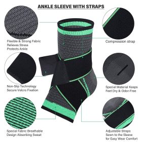 Bandage Knit Ankle Brace (Color: Green, size: L)